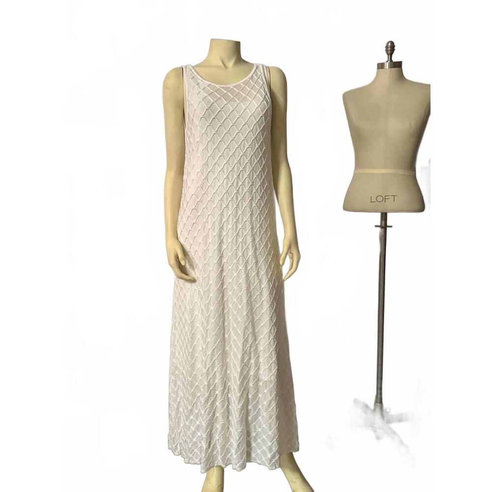 NEW MARIA PAVAN women's textured long dress in off white